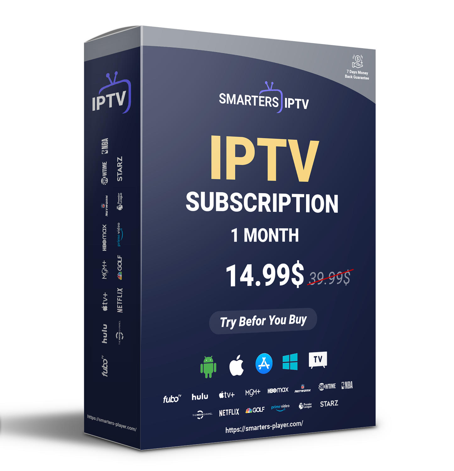 Suscripción IPTV Smarters Pro 1 mes / Abonnement IPTV Smarters Pro 1 mes